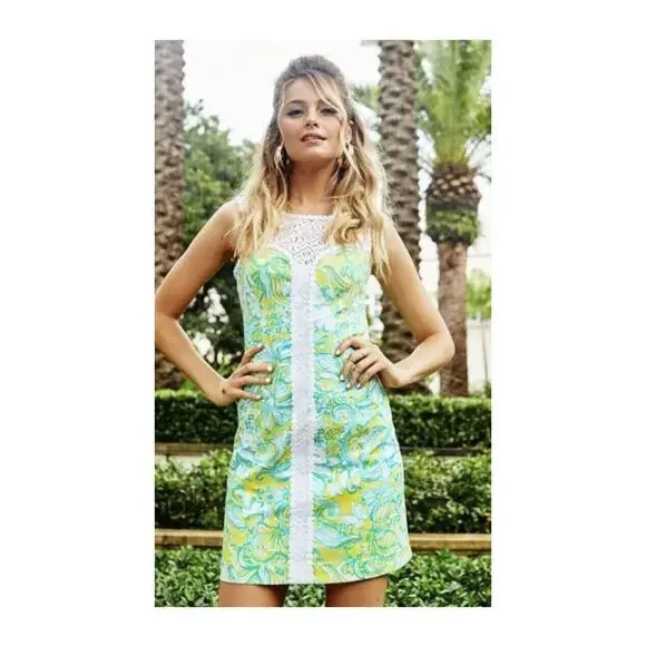 Lilly Pulitzer Sofia Dandelion Yellow Beach Gypsies Lace Shift Dress 12 - Picture 2 of 11